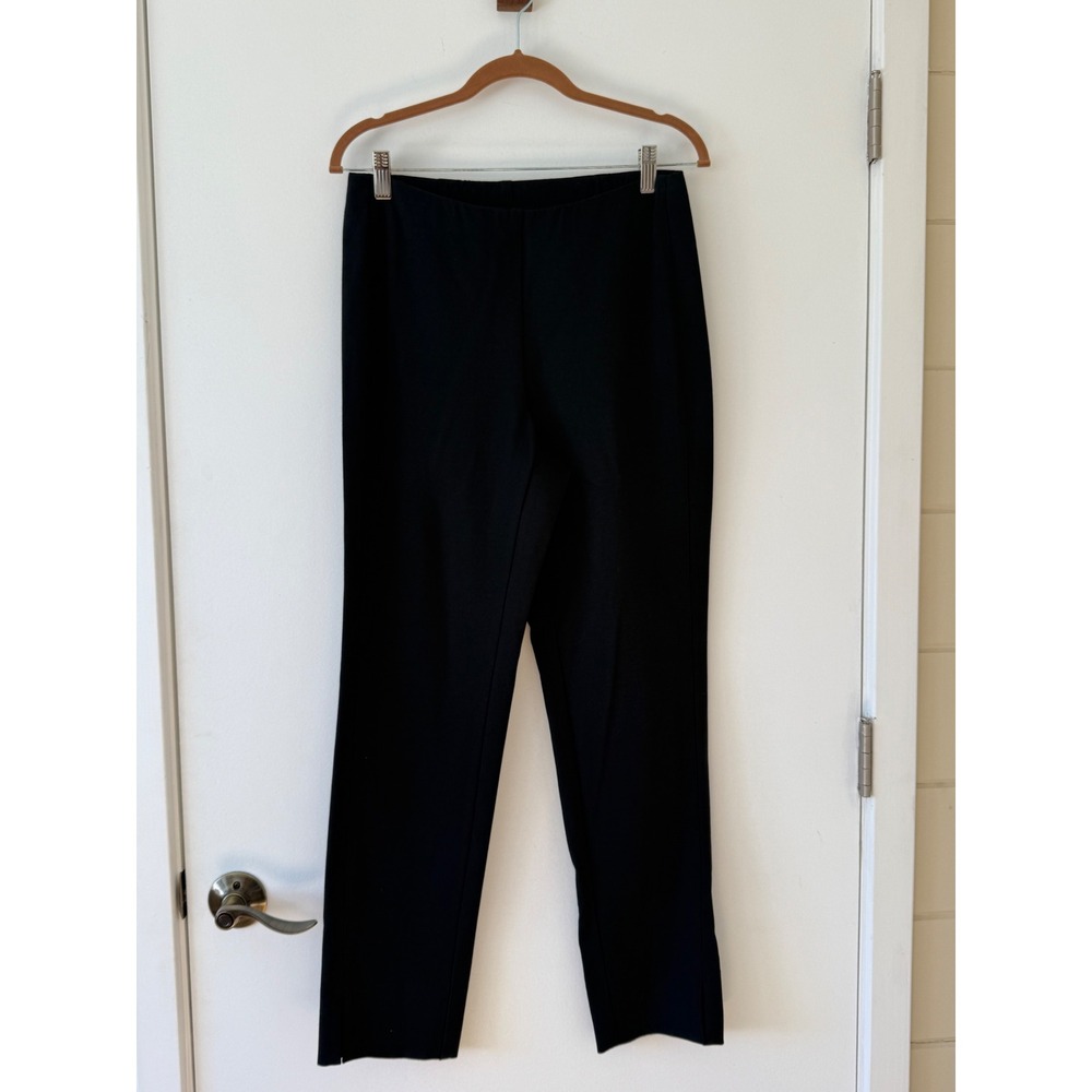 J. Jill Ponte Slim Leg Pants Black Viscose Nylon Stretch Size S Pull On Slit Hem
